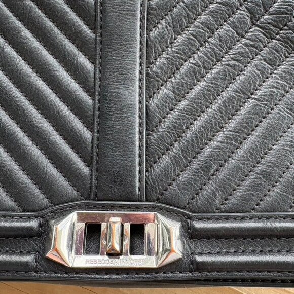 Rebecca Minkoff Black Quilted Crossbody Bag Silver Hardware - Picture 2 of 9
